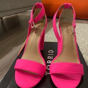 Pink Neoprene Strappy Heeled Sandal